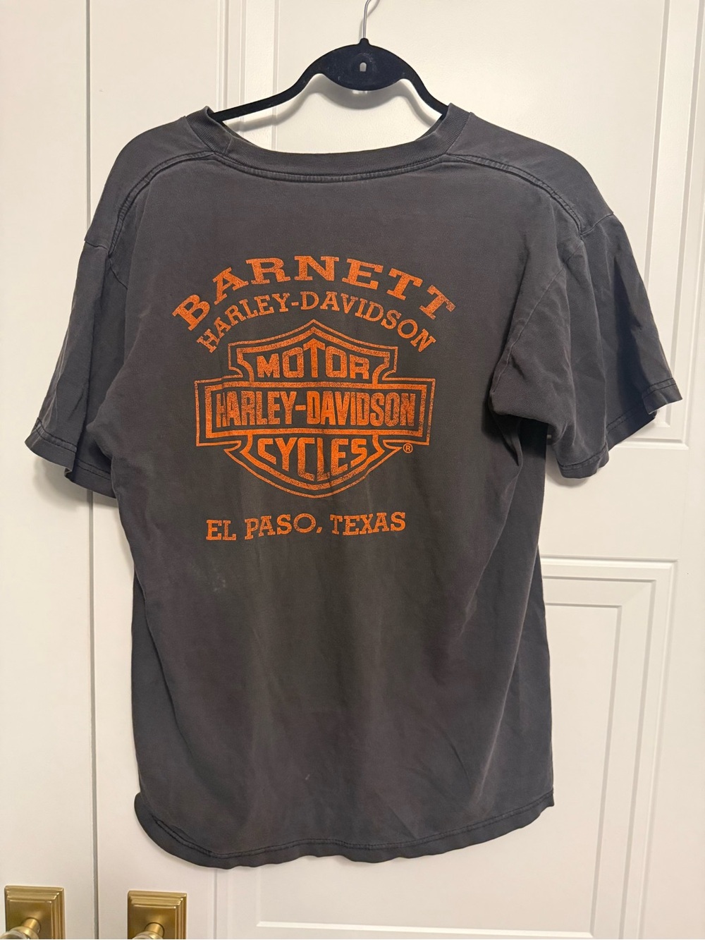 Vintage Harley-Davidson Barnett El Paso Gray T-Shirt with Orange Logo